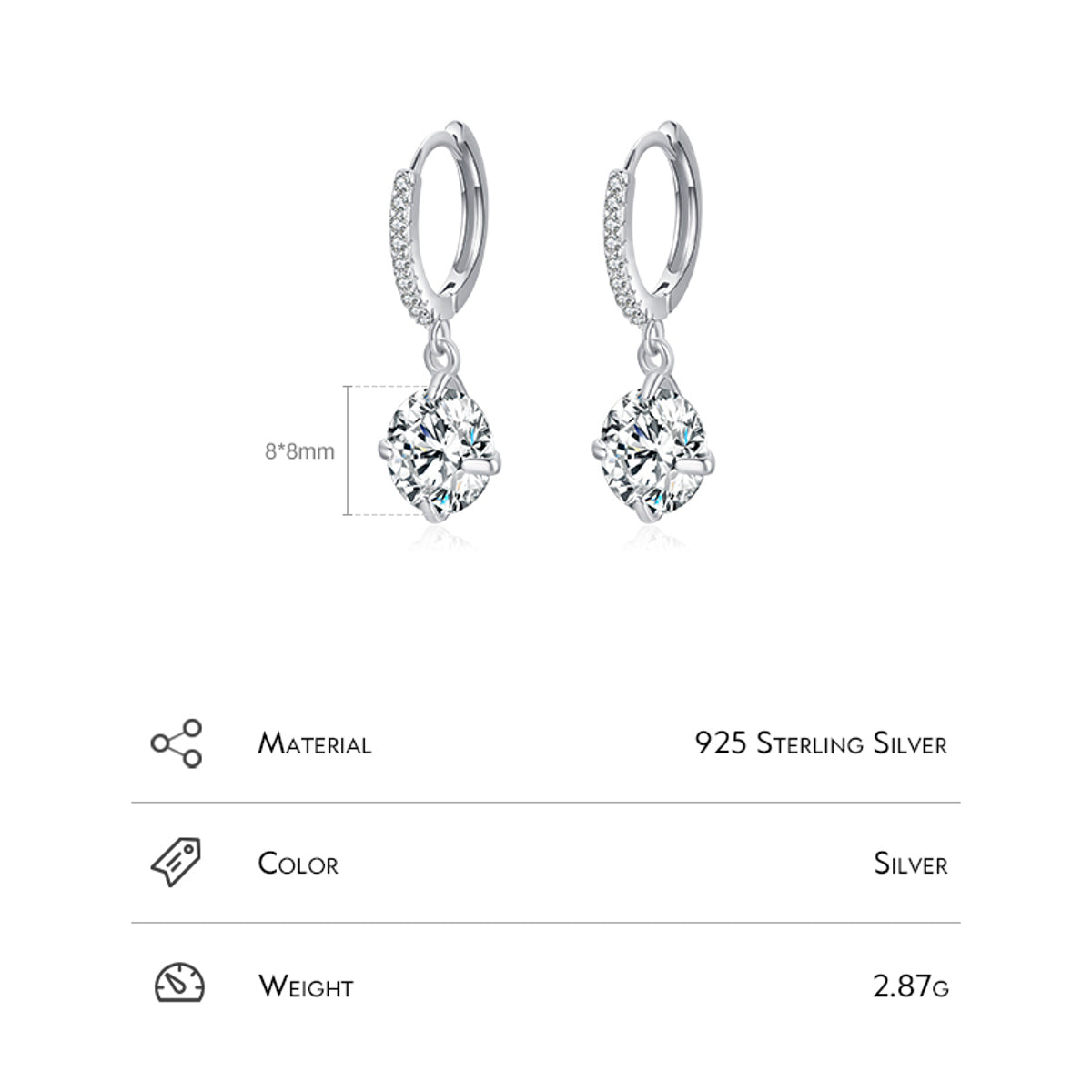 Damenohrringe Zirkon Silber925 Ohrringe Damen KARMA