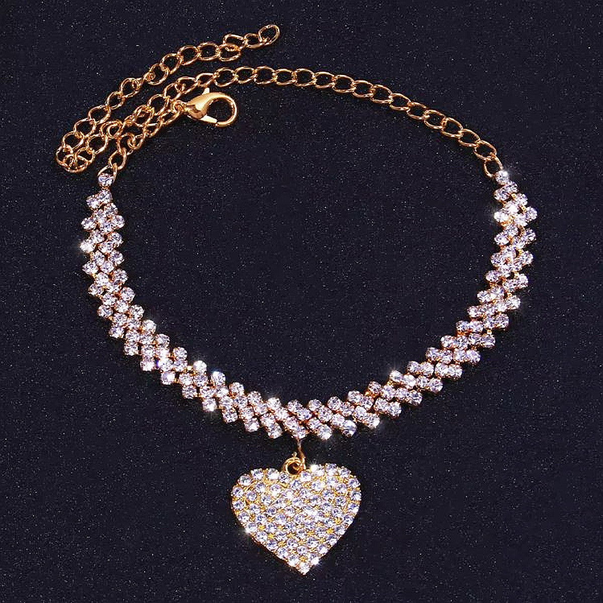 Fußkettchen Kristalle mit Herz gold KARMA