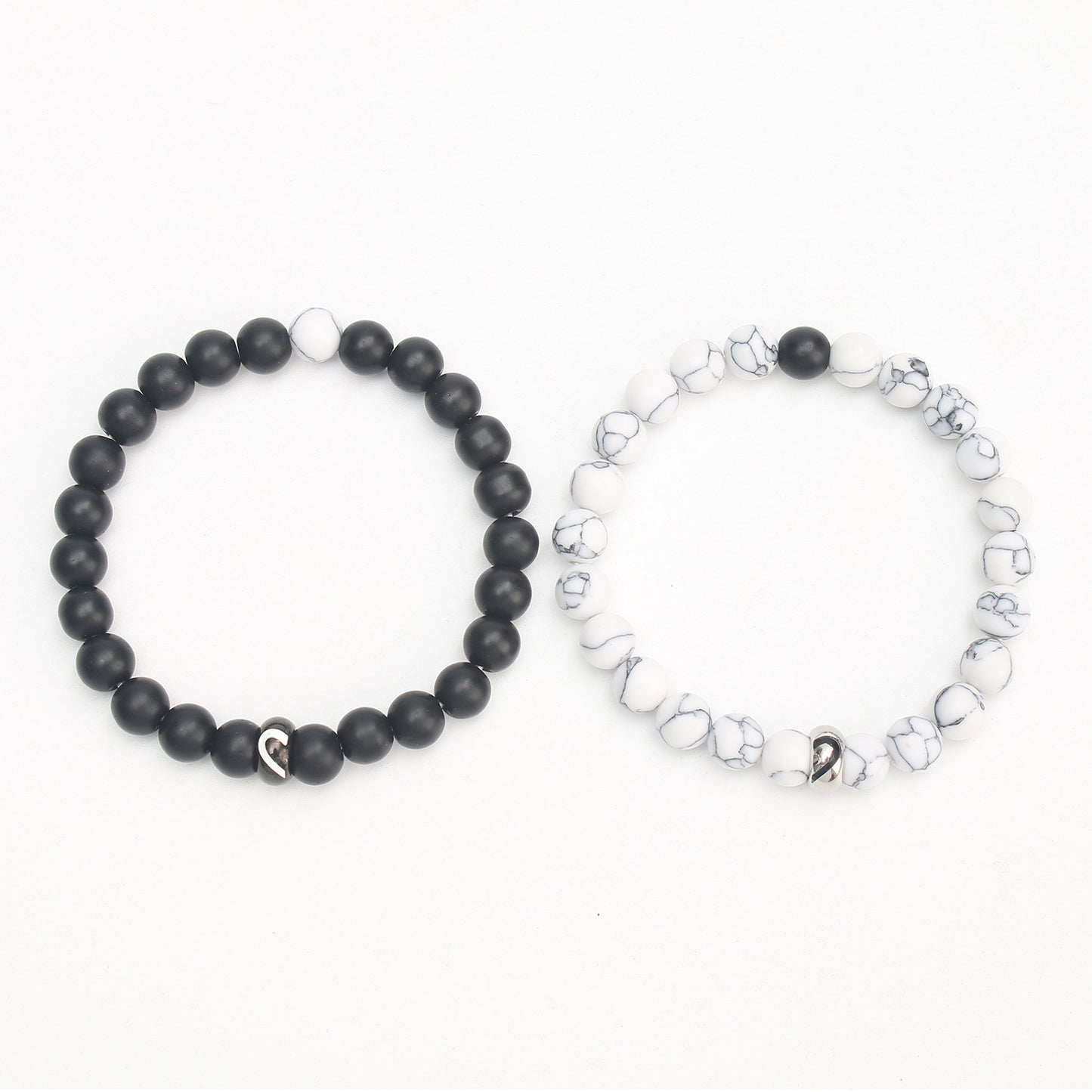 Partnerarmbänder Herz Schwarz Weiß KARMA