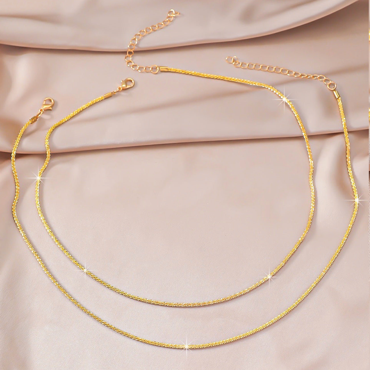 Doppelhalskette Glitzer Strass Gold oder Silber KARMA