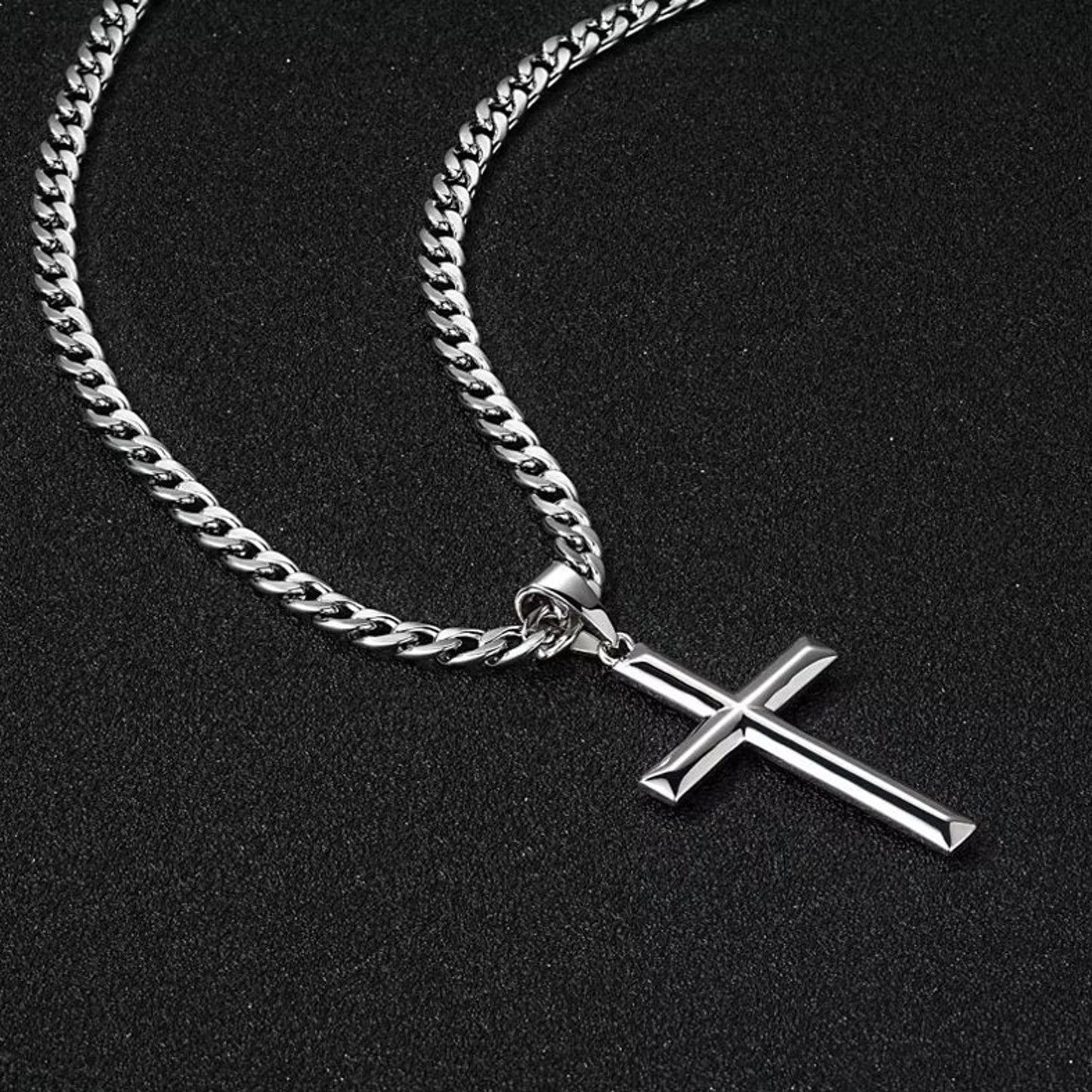 Herrenkette mit Kreuz Silber 925/ Edelstahl Karma