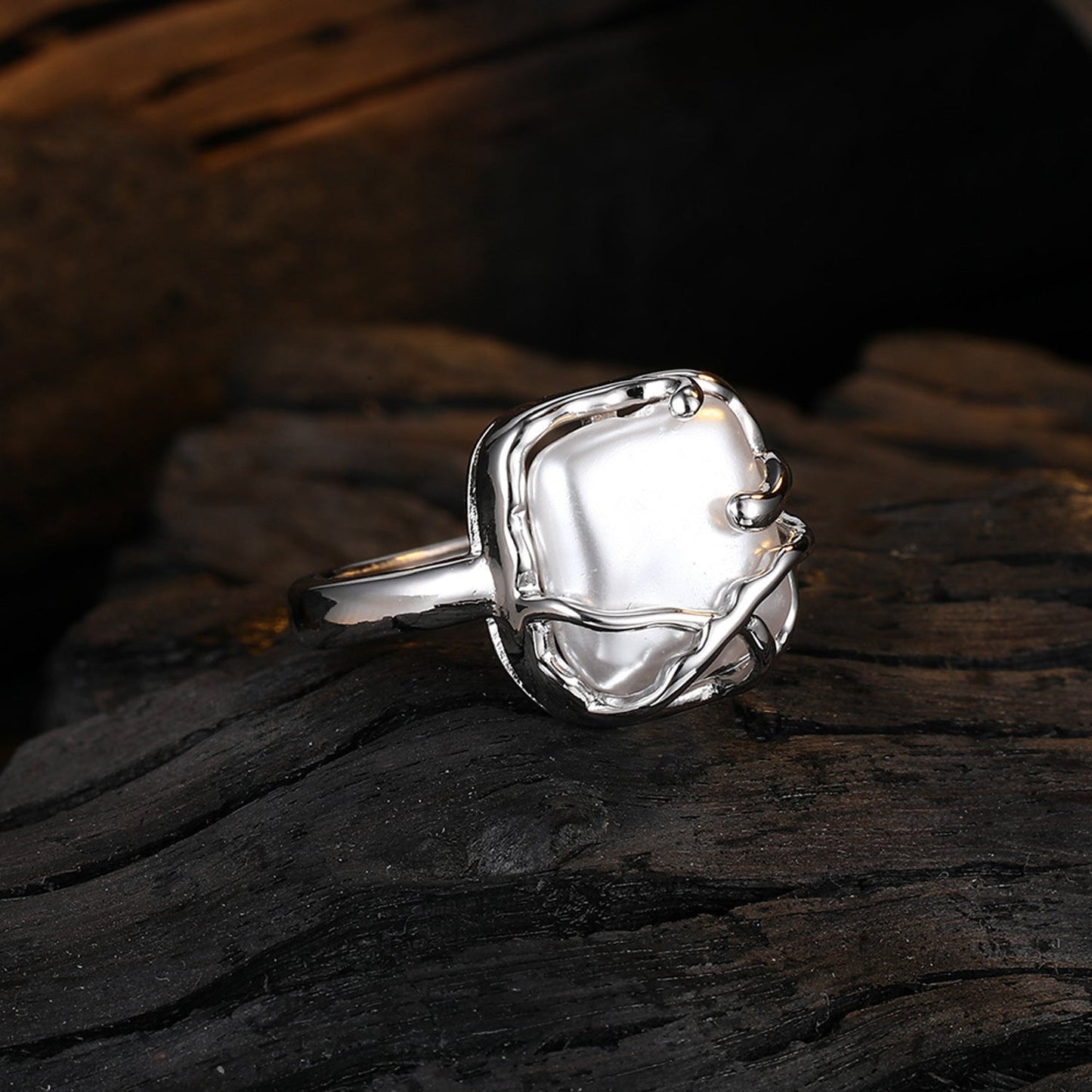 Dam,enring mit Muschelperle Silber 925 KARMA