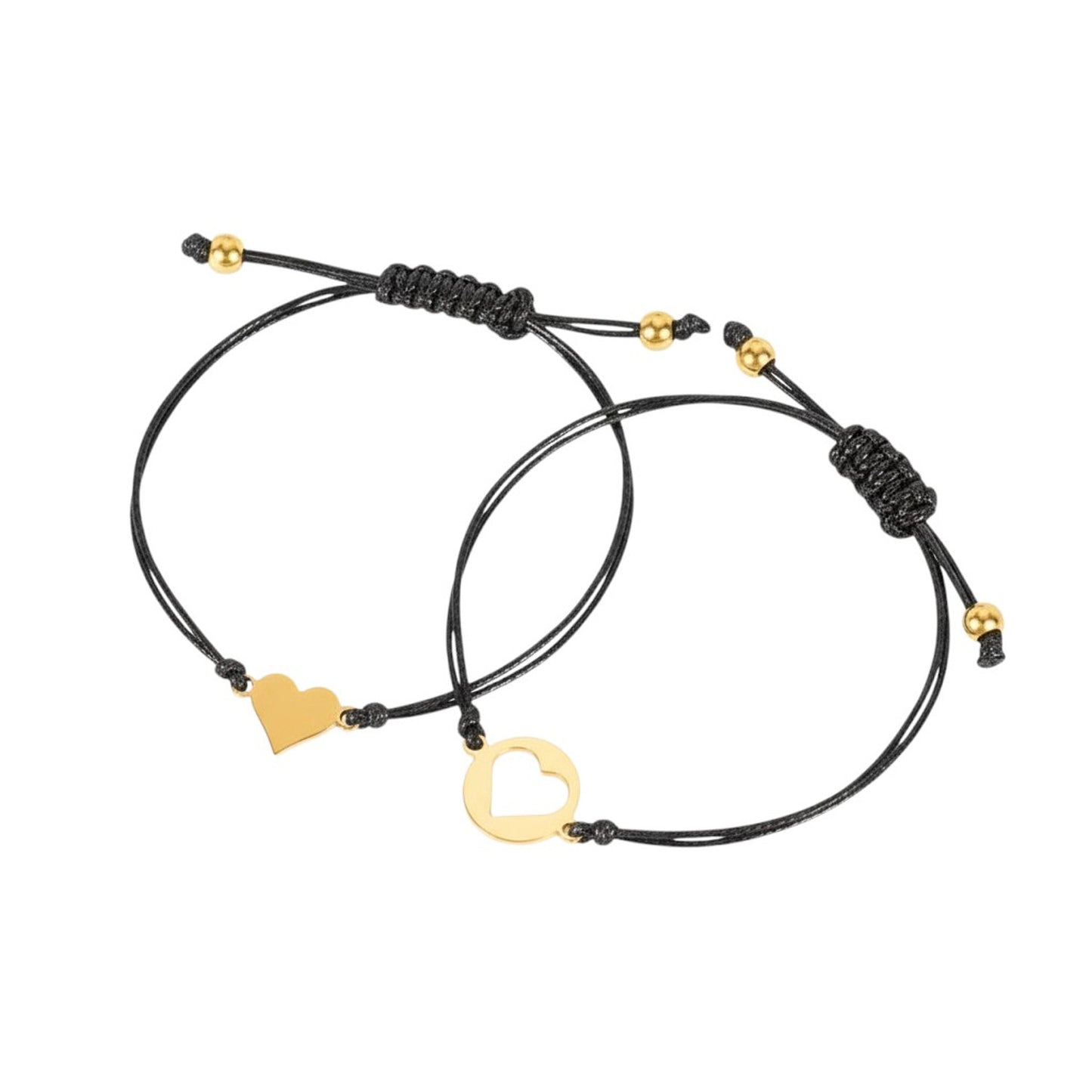 Armbandset Herzen Schwestern Edelstahl Schwarz Gold Damenarmband KARMA