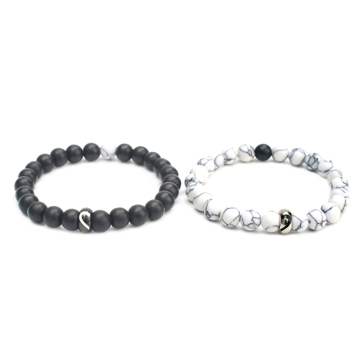 Partnerarmbänder Herz Schwarz Weiß KARMA
