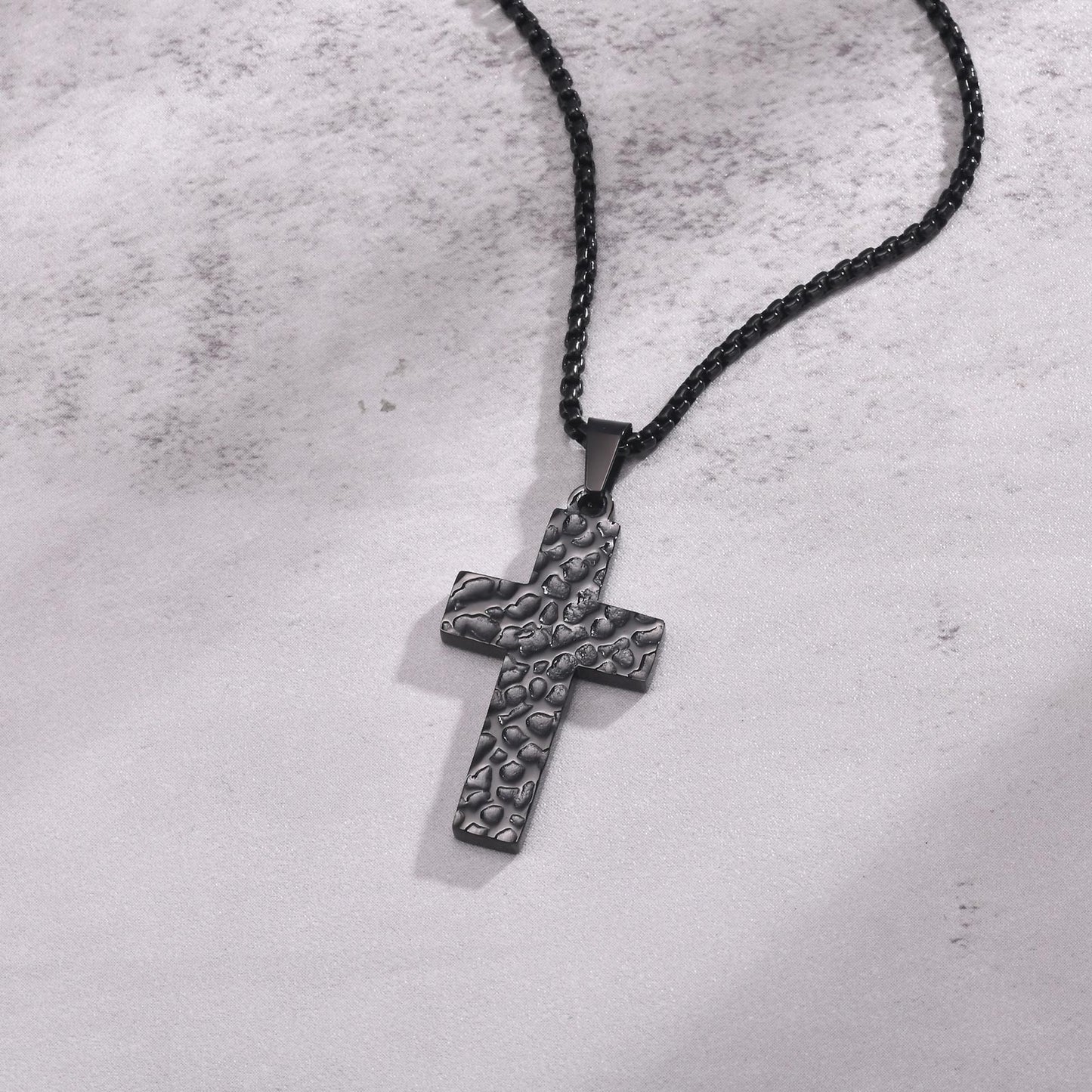 Halskette Herren mit Kreuzanhänger in Silber oder Schwarz KARMA