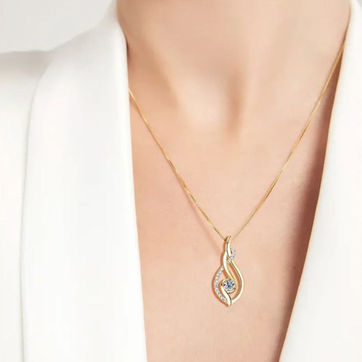 Halskette Moissanite mit Anhänger Silber oder Gold in Box Karma