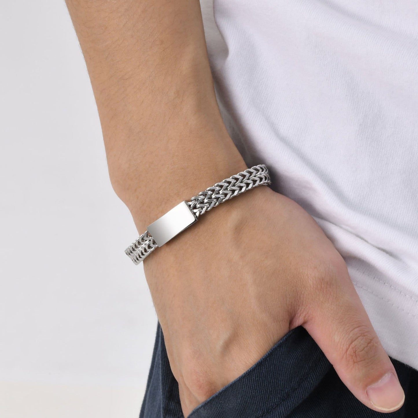 Edelstahlarmband Herren Silber Karma