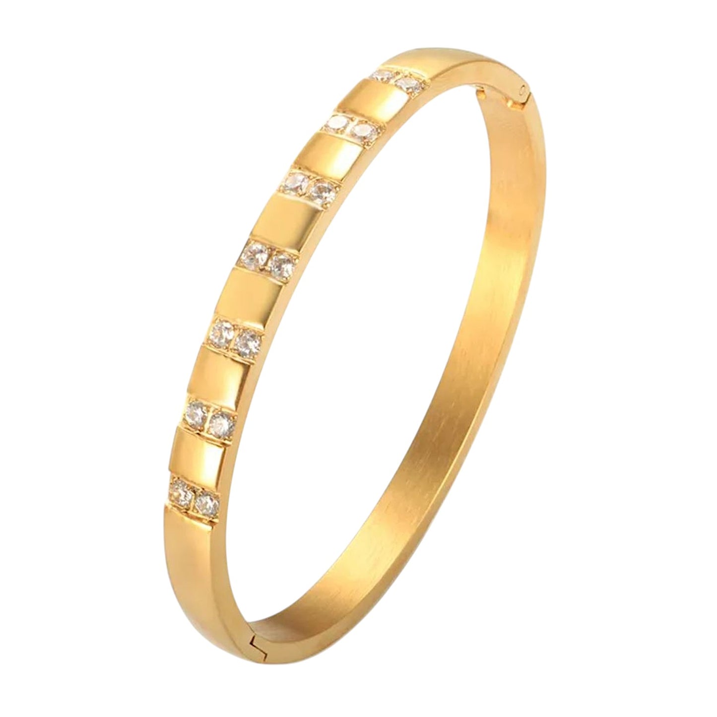 Armreif Titanstahl Silber oder Gold mit Kristallen KARMA