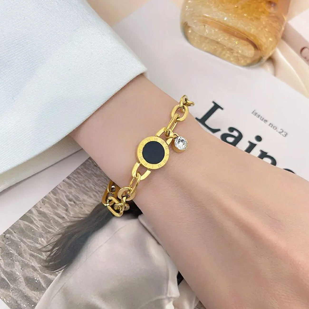 Schmuckset Gold Armband und Ohrringe Karma