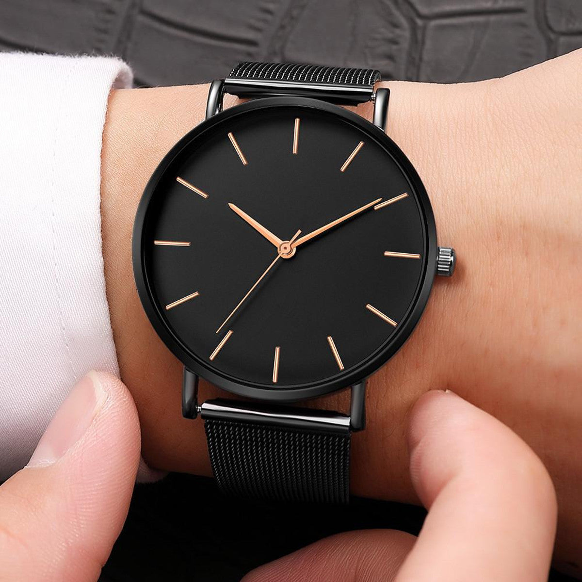 Armbanduhr Herren schwarz Kupfer KARMA
