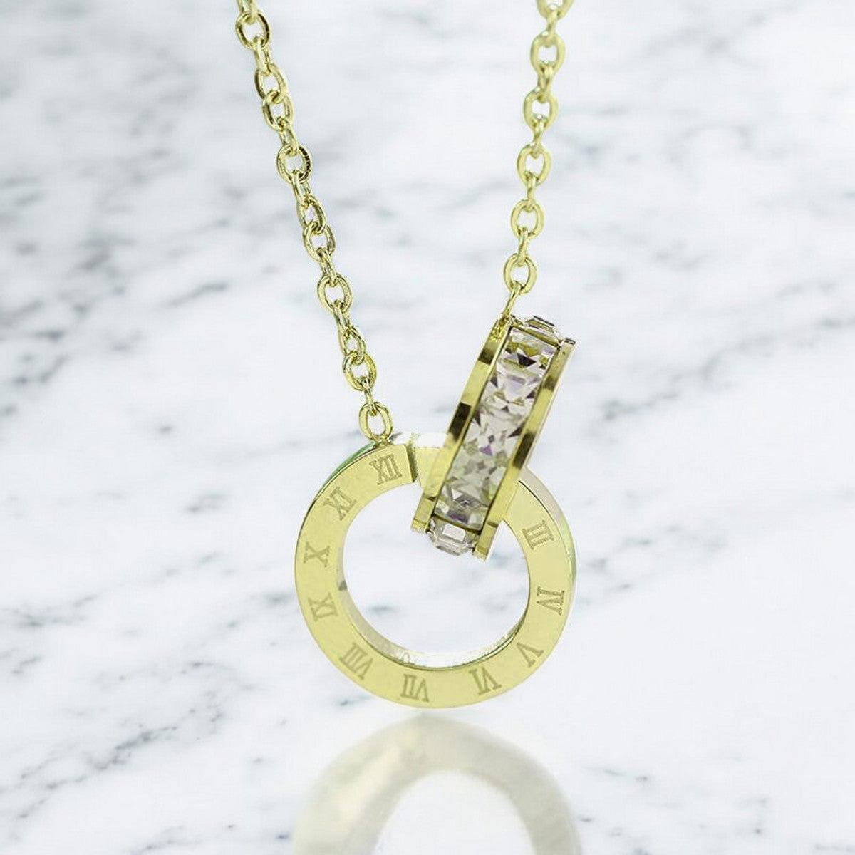 Halskette Damen Ringe Gold Karma