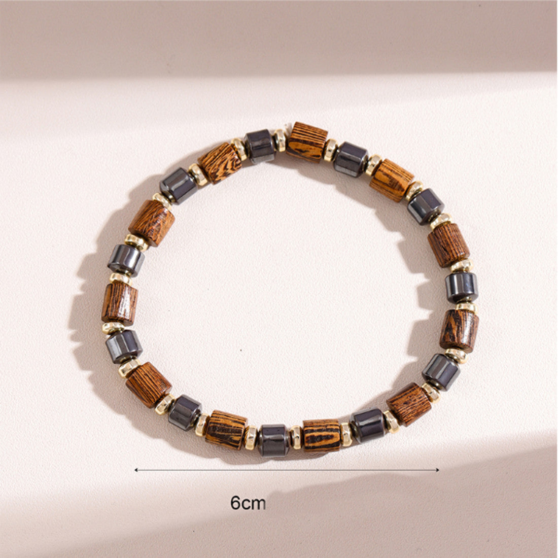 Armband Hämatit Holz Braun Gold KARMA