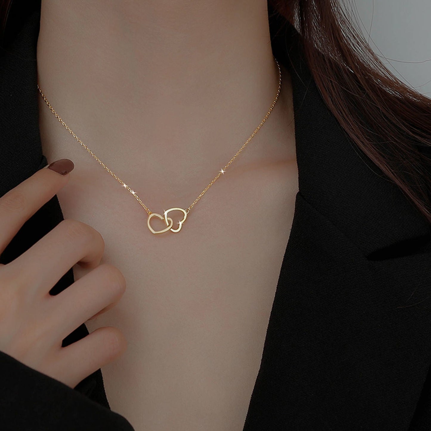 Halskette Damen Herzen Gold Karma