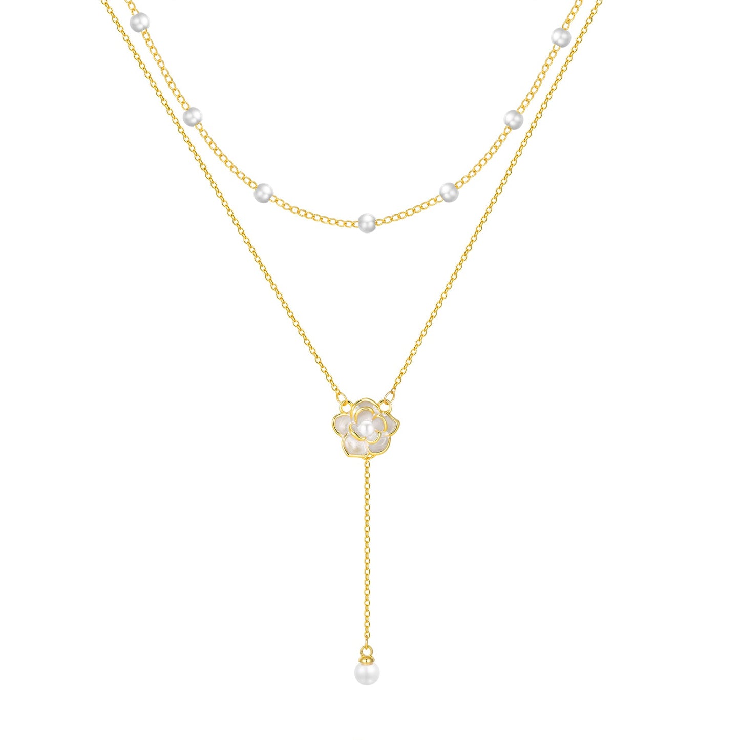 Halskette zweireihig Rose Gold Edelstahl Karma
