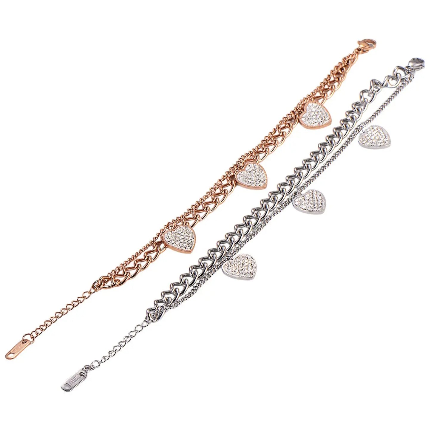 Armband 3 Herzen Edelstahl Roségold oder Silber KARMA