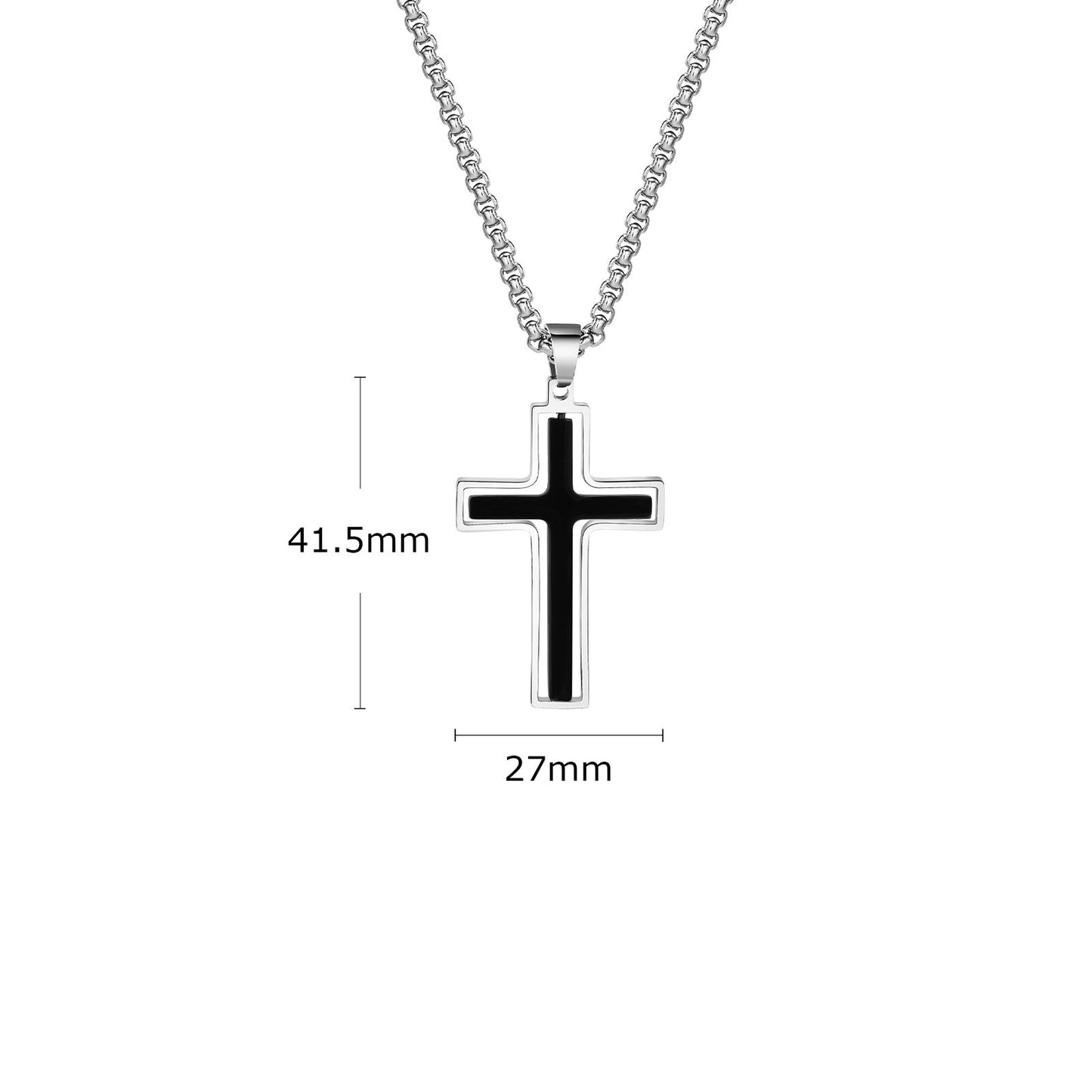Herrenkette mit Anhänger Kreuz schwarz oder silber KARMA
