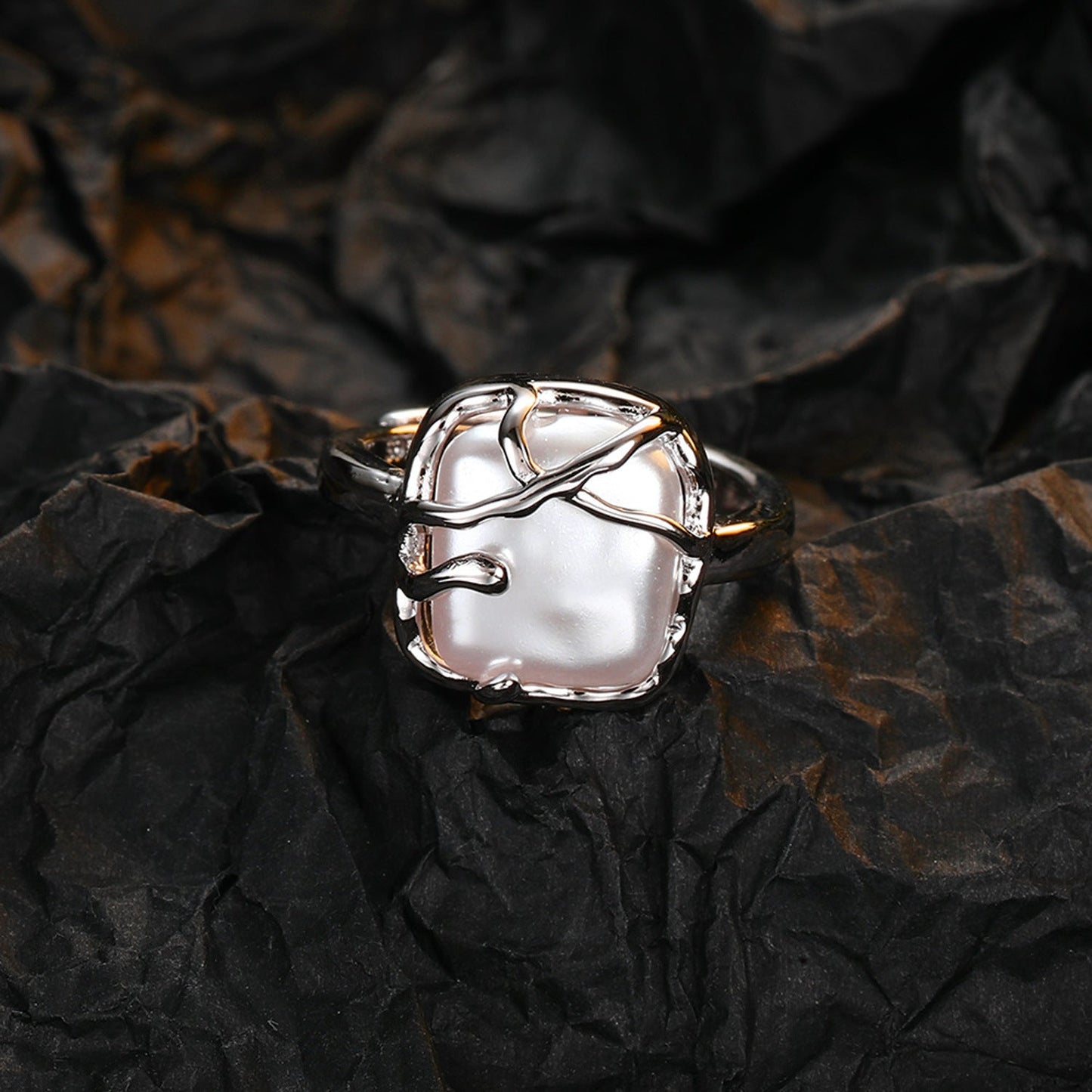 Dam,enring mit Muschelperle Silber 925 KARMA