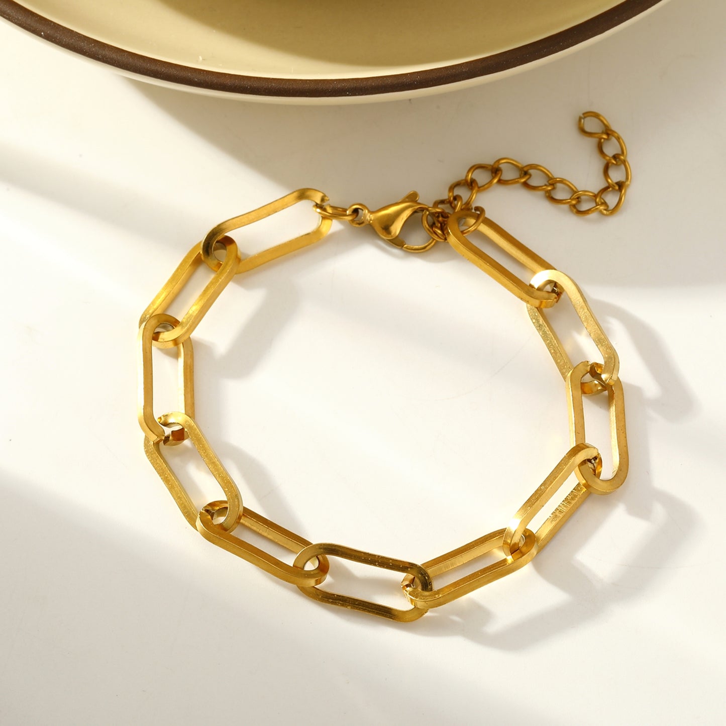 Schmuckset Gold Gliederkette Armband und Halskette Edelstahl vergoldet wasserfest hypoallergen rostfrei Karma