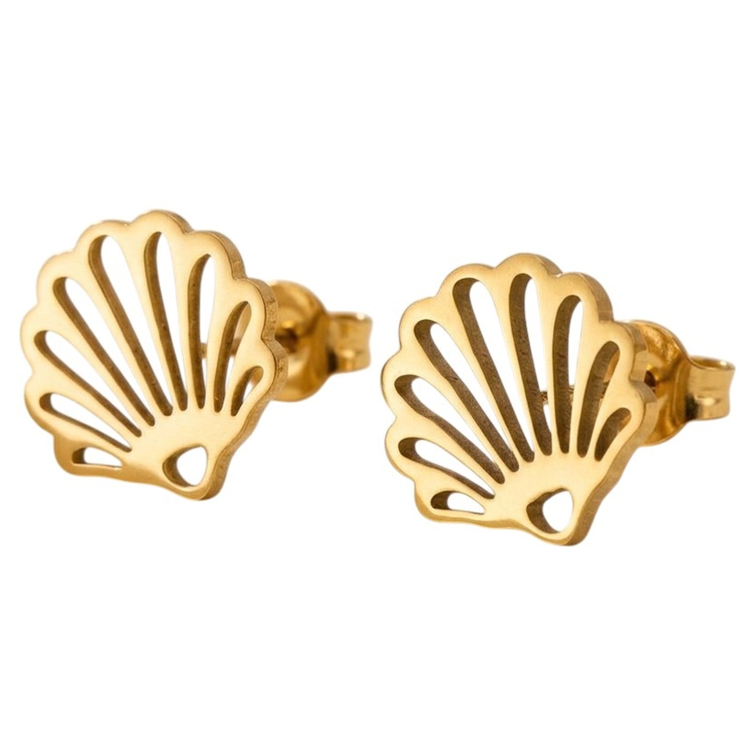 Ohrstecker Muscheln Damen Gold 0,9 cm Edelstahl vergoldet wasserfest hypoallergen Ohrringe Karma