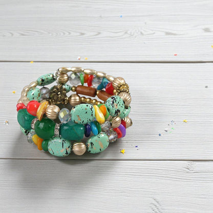 Armband mehrreihig Weiß, Grün oder Türkis KARMA