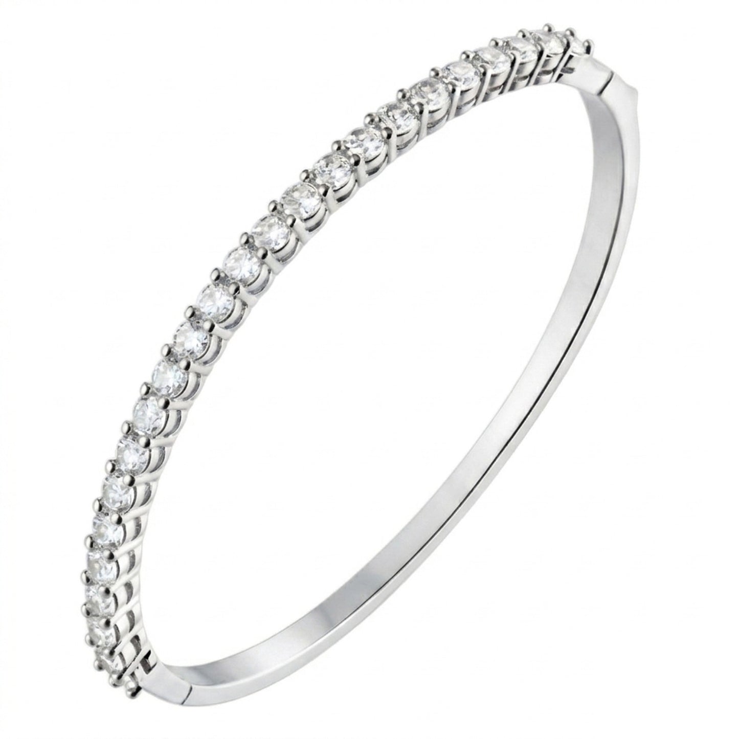 Armreif Zirkone Silber 6 cm Damen hypoallergen Damenarmreif Armschmuck Platin beschichtet Karma
