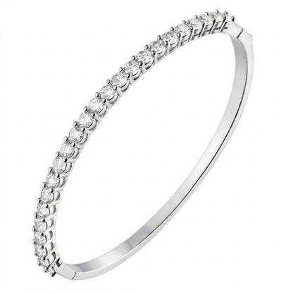 Armreif Zirkone Silber 6 cm Damen hypoallergen Damenarmreif Armschmuck Platin beschichtet Karma