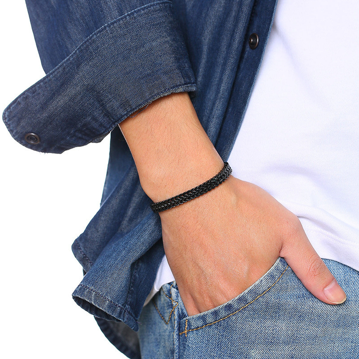 Armband Herren Edelstahl Gold, Silber, Schwarz od. Grau KARMA