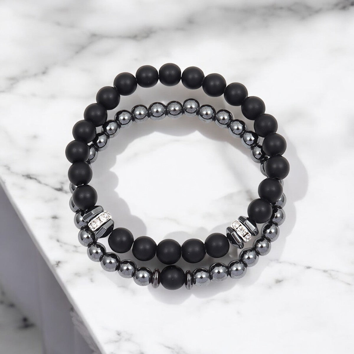 Herrenarmband Set schwarz silber KARMA