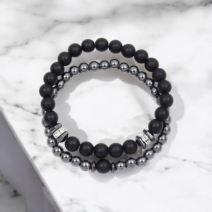 Herrenarmband Set schwarz silber KARMA
