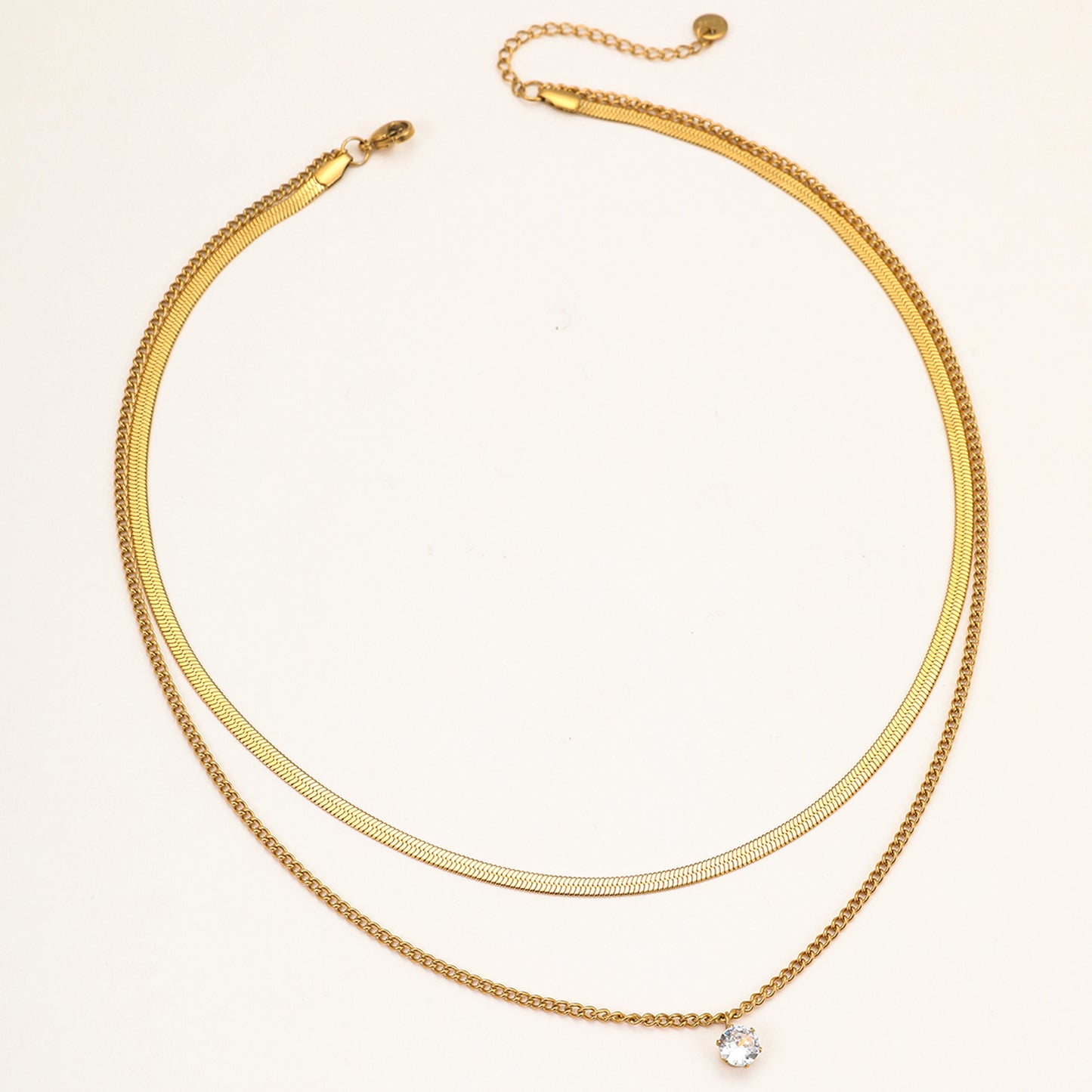 Layering Halskette Edelstahl vergoldet Kristall Gold wasserfest hypoallergen Karma