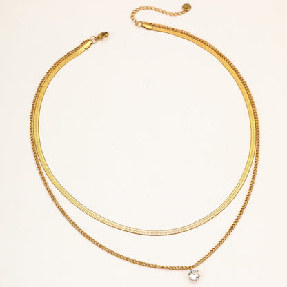 Layering Halskette Edelstahl vergoldet Kristall Gold wasserfest hypoallergen Karma