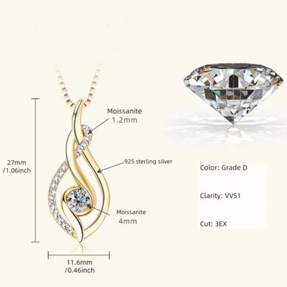 Halskette Moissanite mit Anhänger Silber oder Gold in Box Karma