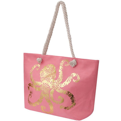 Strandtasche Oktopus Pink Gold 54 cm modern Pooltasche Shopper Sommertasche Karma