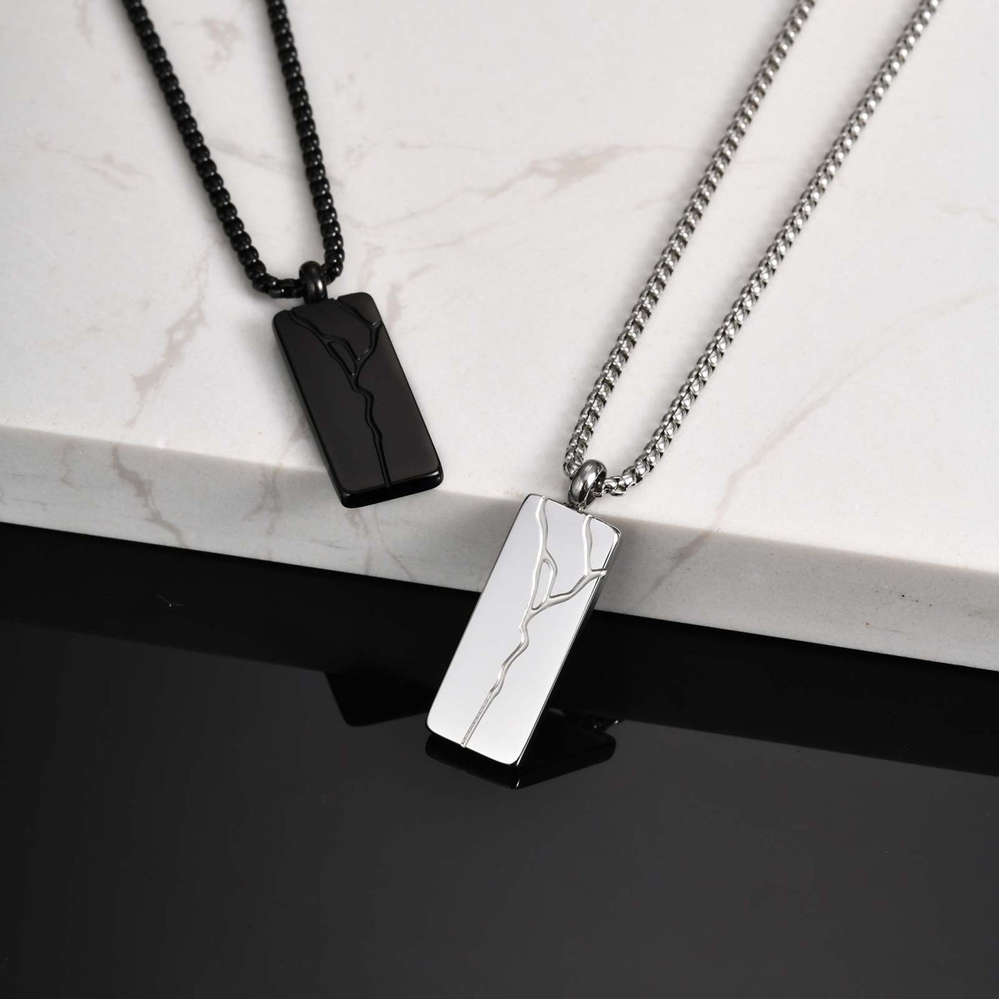 Halskette mit Anhänger Silber Herren Edelstahl KARMA