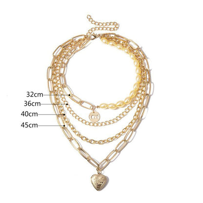 Halskette Gold mehrlagig mit Herz KARMA