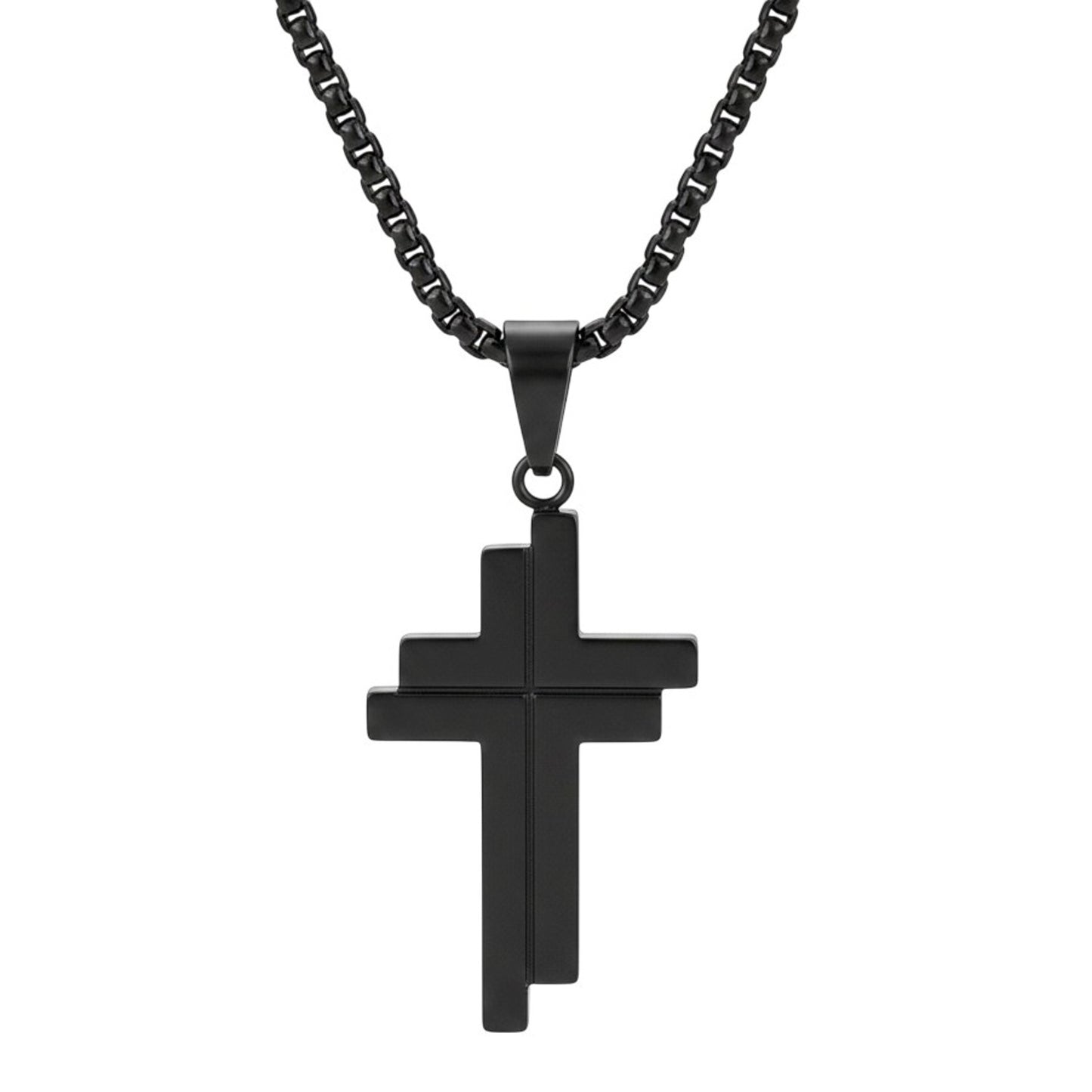 Halskette Kreuz Schwarz Herren Edelstahl wasserfest hypoallergen