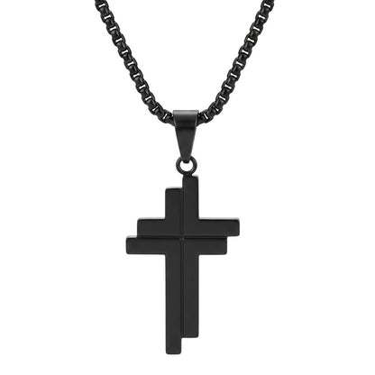Halskette Kreuz Schwarz Herren Edelstahl wasserfest hypoallergen