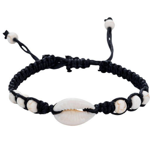 Muschelarmband Beige Türkis oder Schwarz Beige Karma