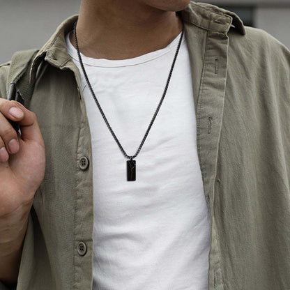 Herrenkette mit Anhänger Schwarz Edelstahl modern Kette Herren KARMA