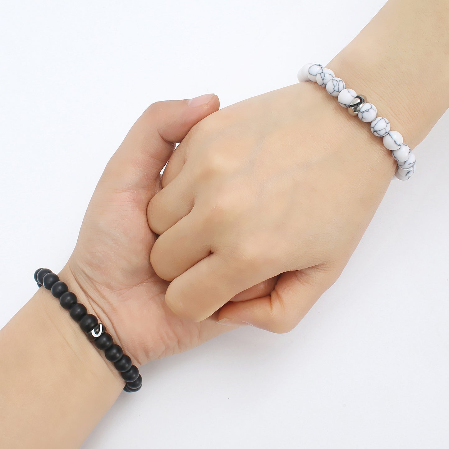Partnerarmbänder Herz Schwarz Weiß KARMA