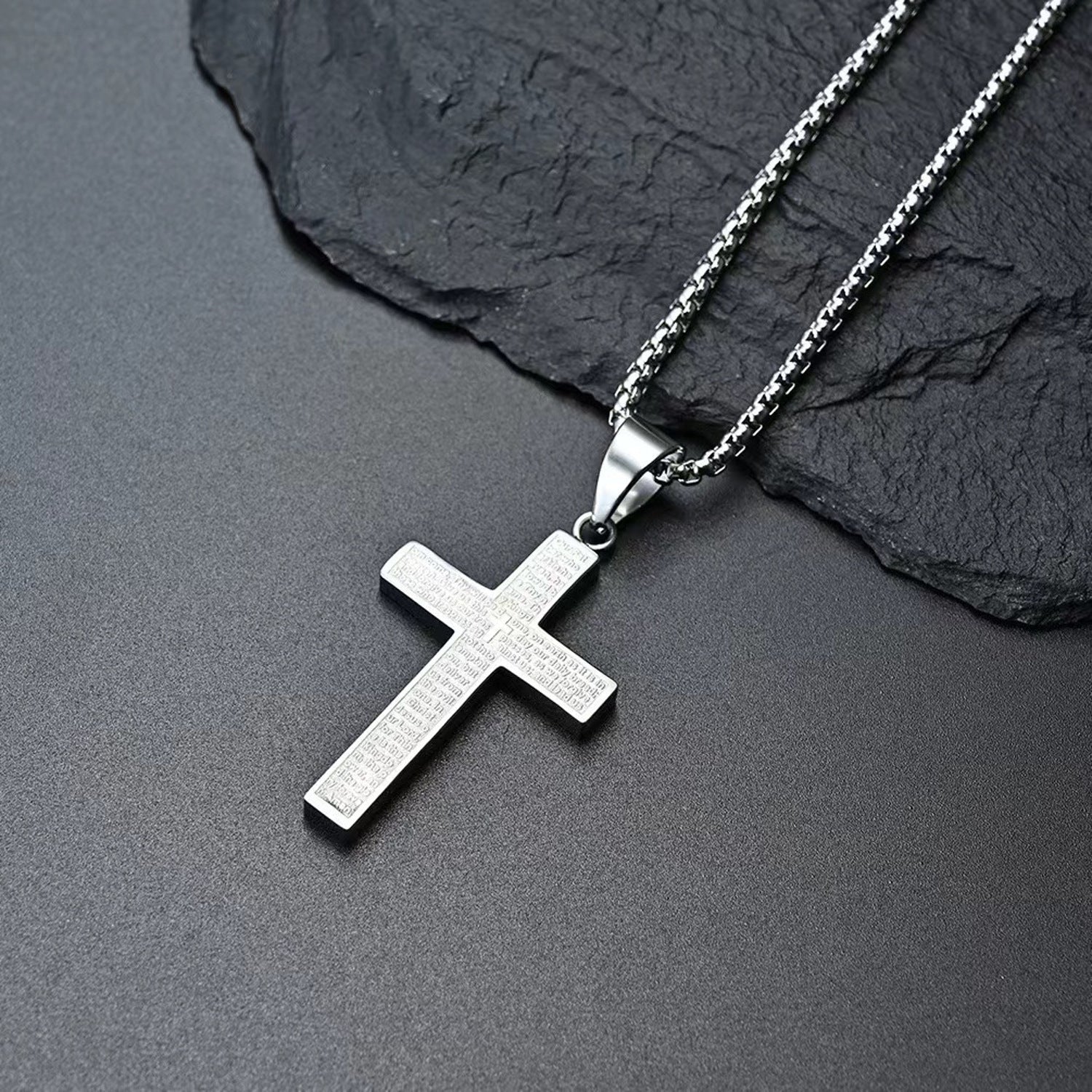 Halskette Kreuz Edelstahl Gold Schwarz oder Silber KARMA