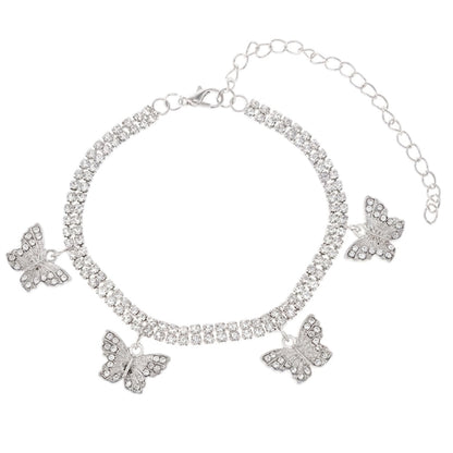 Fußkette Schmetterling Silber verstellbares Fußkettchen modern Karma