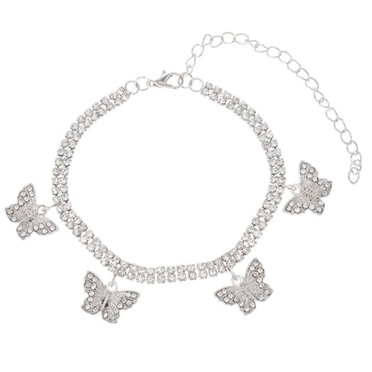 Fußkette Schmetterling Silber verstellbares Fußkettchen modern Karma
