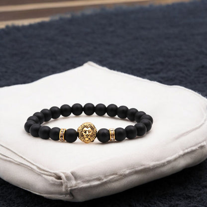 Steinarmband Löwe Schwarz Gold KARMA