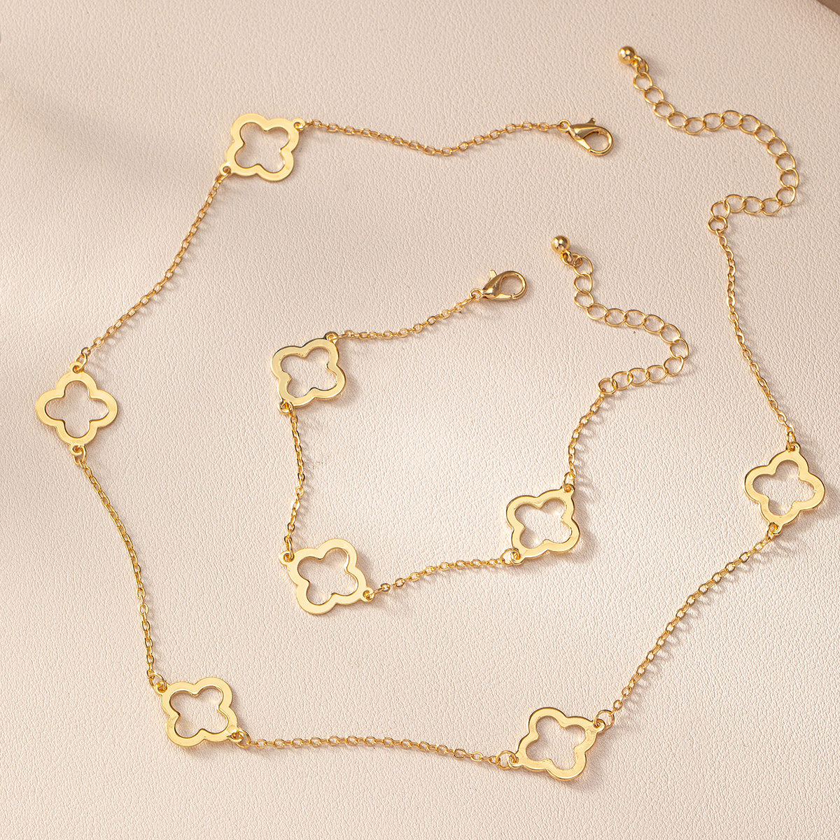 Schmuckset Damen Gold Kleeblätter KARMA
