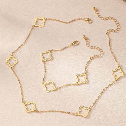 Schmuckset Damen Gold Kleeblätter KARMA