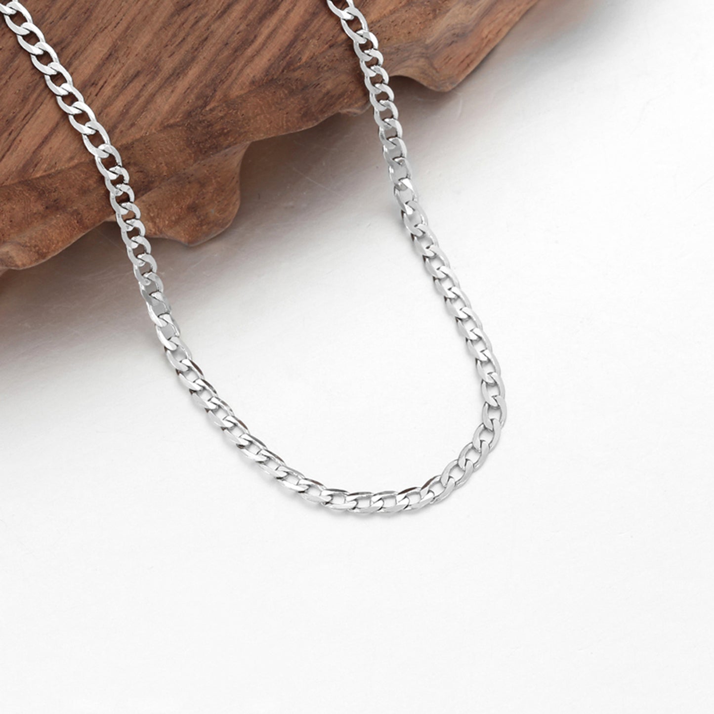 Halskette Herren Silber 59 cm Platin beschichtet Kette modern Karma