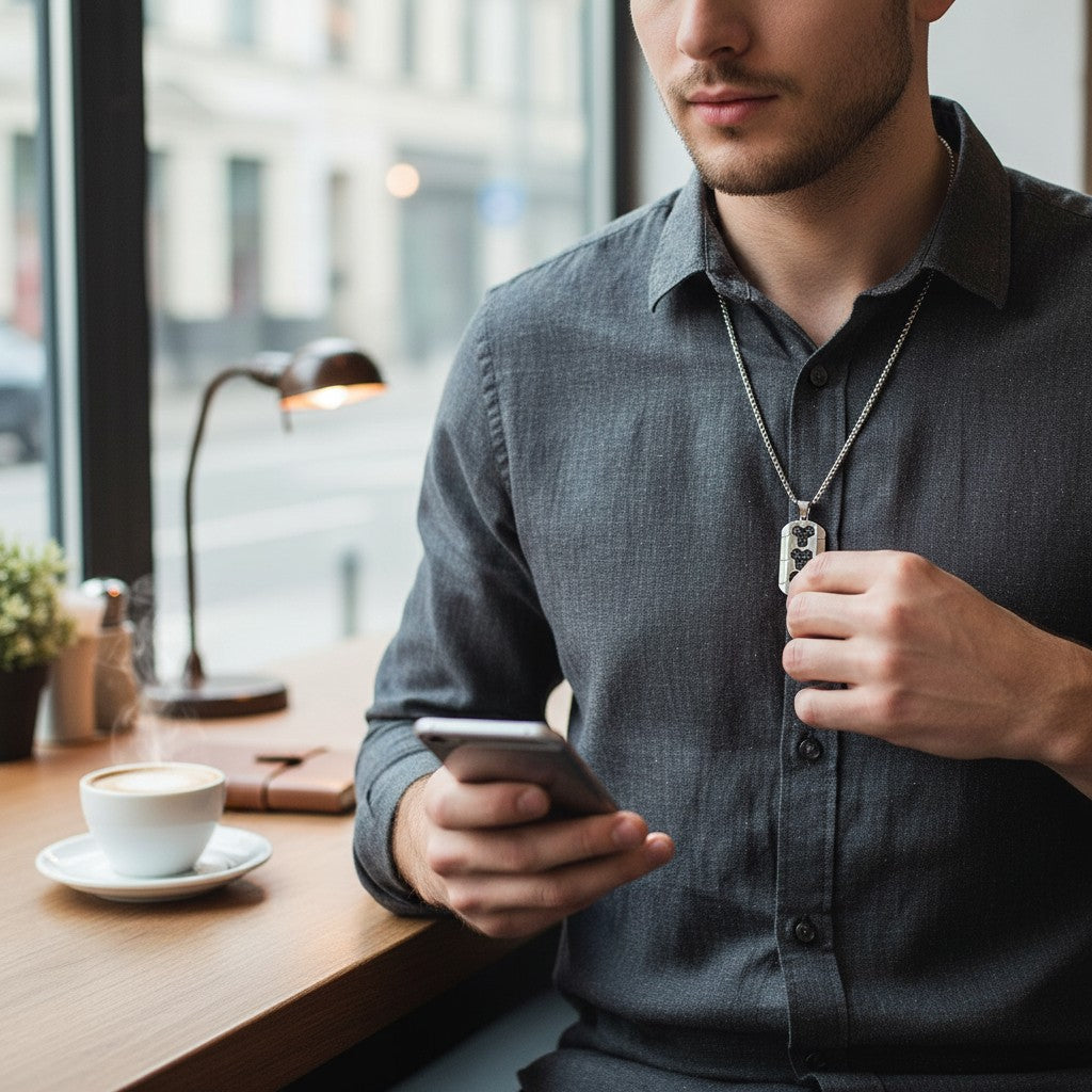 Halskette Edelstahl 60 cm Schwarz Herren Edelstahlkette wasserfest hypoallergen Karma