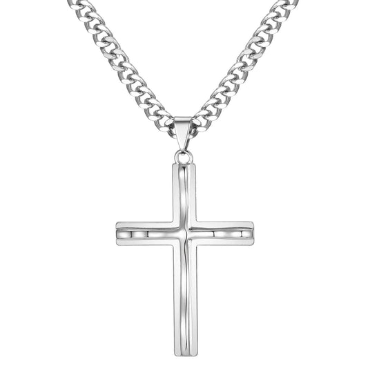 Halskette mit Kreuz Edelstahl Silber KARMA