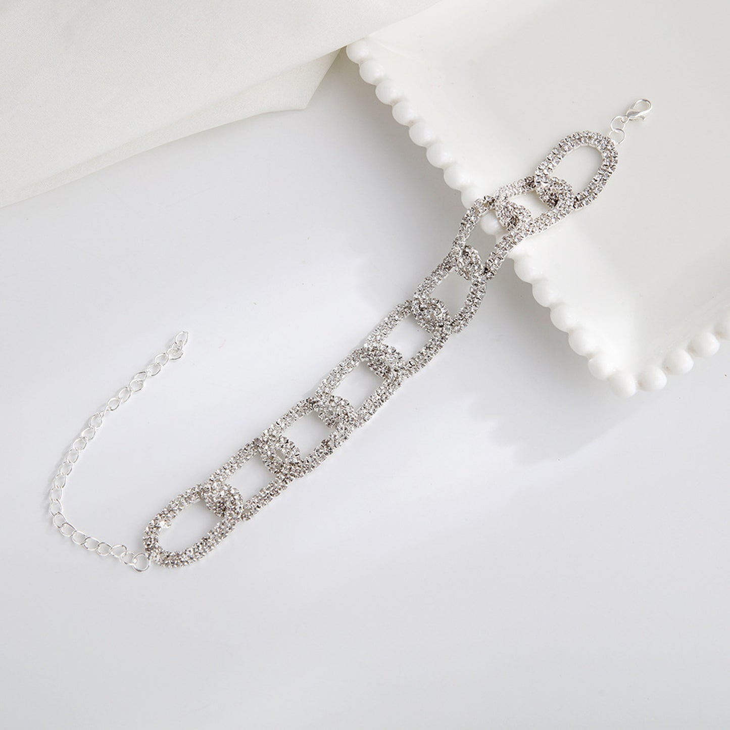 Fußkette Strass Silber modern Damen Fußkettchen Karma
